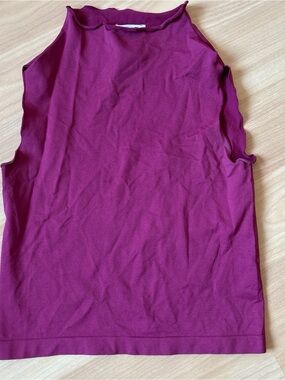 Cotton On Ribbed Lettuce-Edge Tank in Berry Plum
